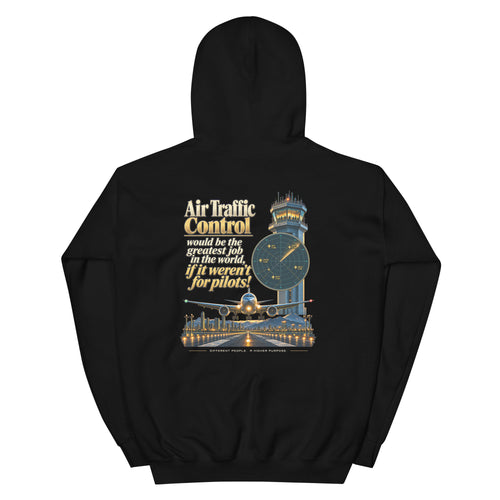 Air traffic control hoodie with vintage tower and radar back print – If It Weren't for Pilots