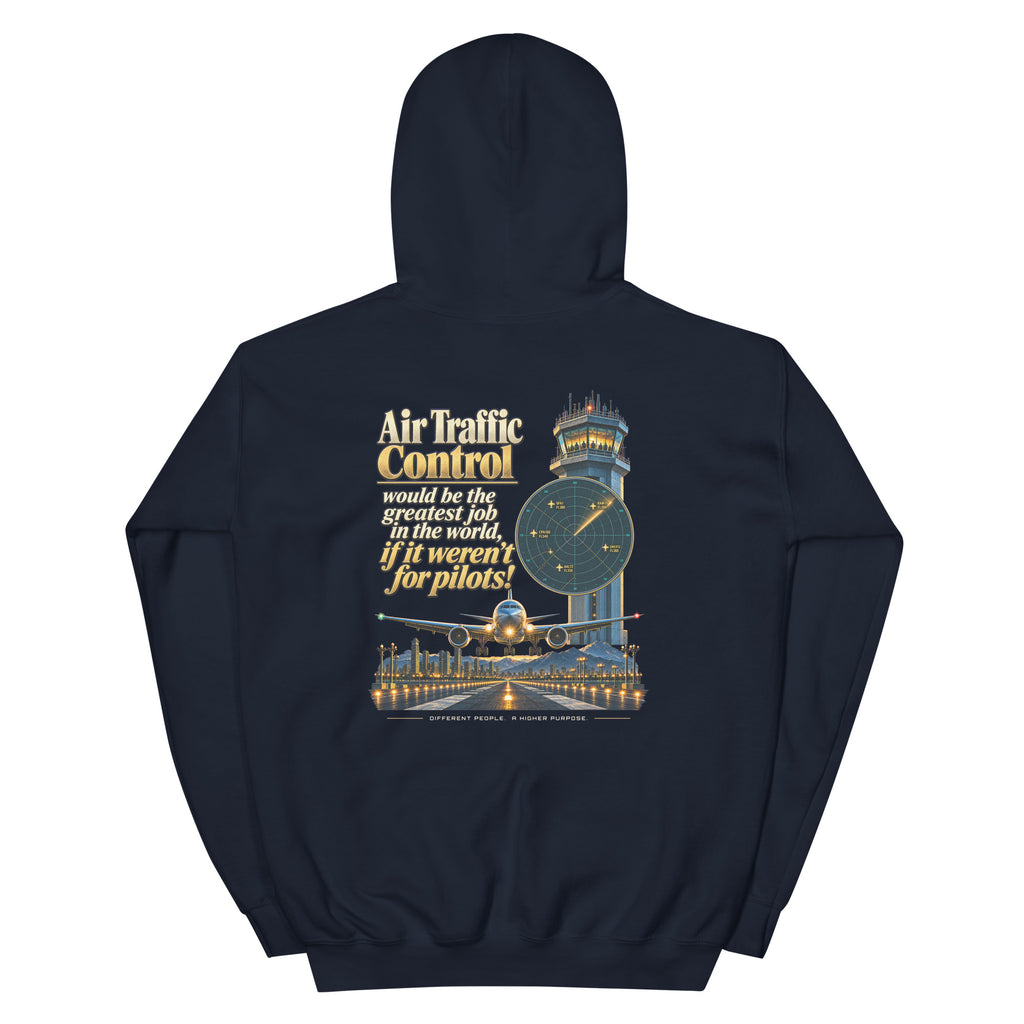Air traffic control hoodie with vintage tower and radar back print – If It Weren't for Pilots