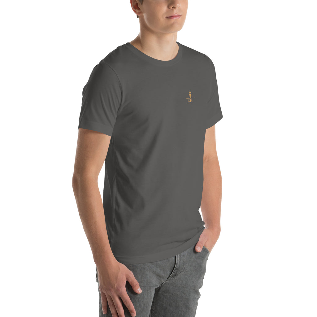 Air traffic control t-shirt Night Shift Edition – vintage tower, radar and short-final back print