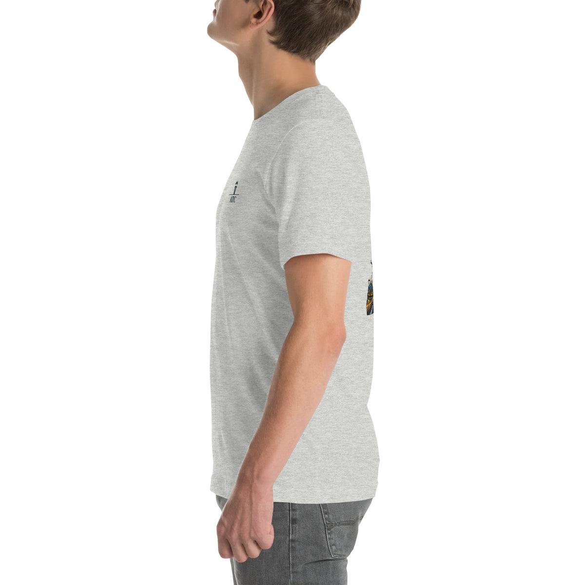 ATC t-shirt Poster Edition – vintage tower and radar poster back print on a light shirt