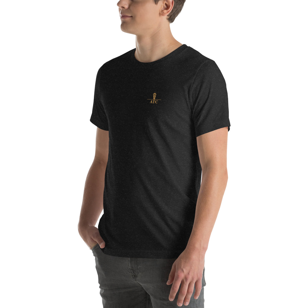 Air traffic control t-shirt Night Shift Edition – vintage tower, radar and short-final back print