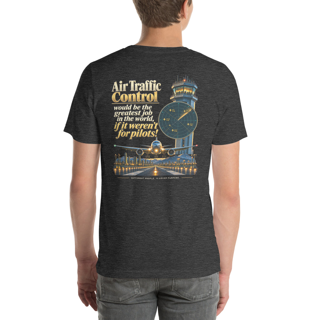 Air traffic control t-shirt Night Shift Edition – vintage tower, radar and short-final back print