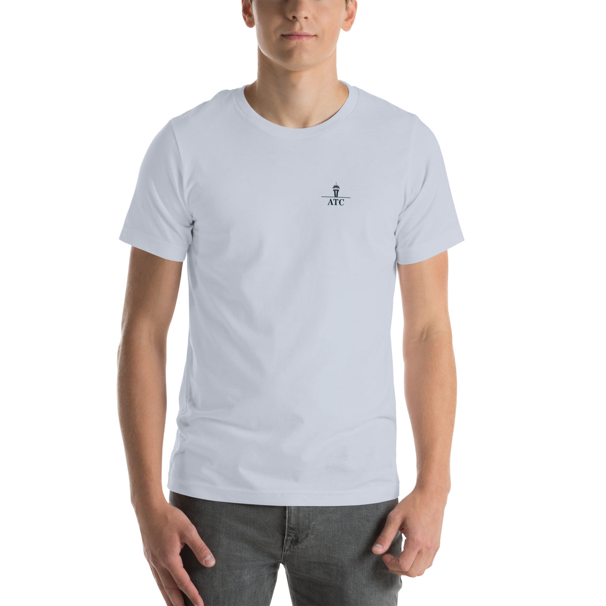 ATC t-shirt Poster Edition – vintage tower and radar poster back print on a light shirt