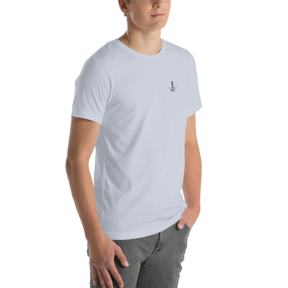 ATC t-shirt Poster Edition – vintage tower and radar poster back print on a light shirt