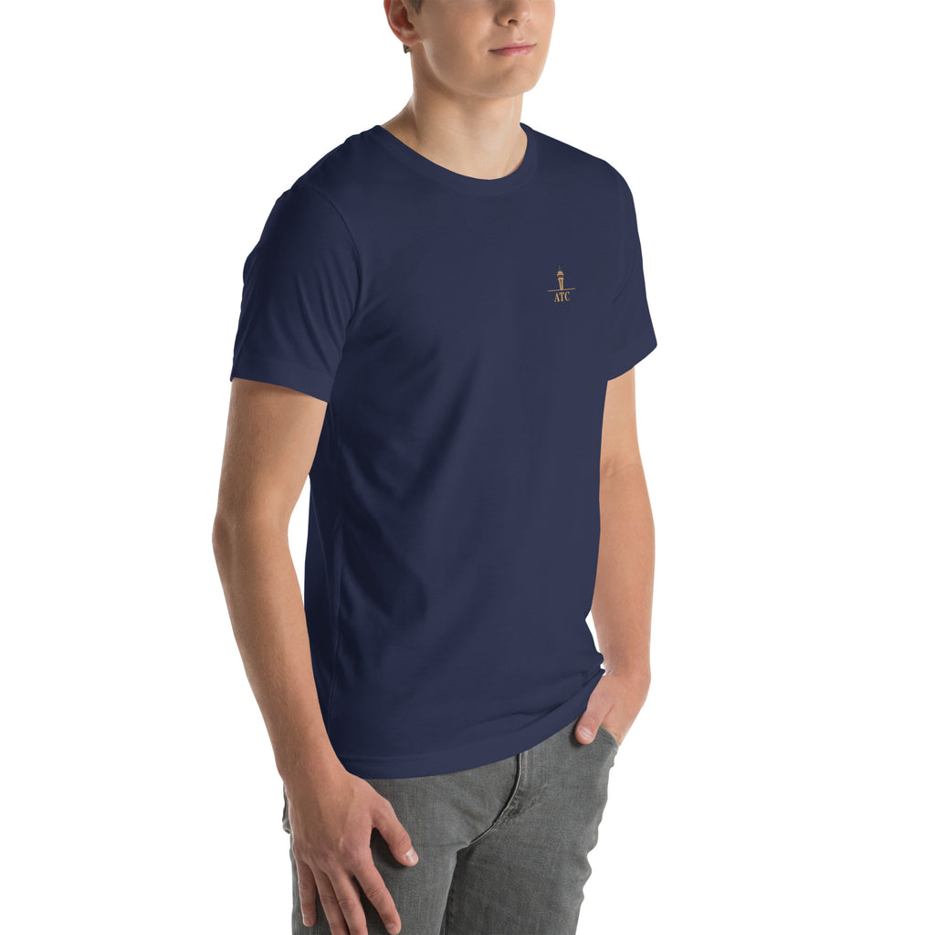 Air traffic control t-shirt Night Shift Edition – vintage tower, radar and short-final back print