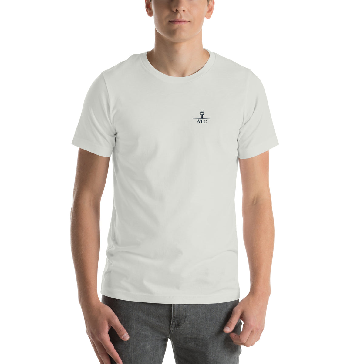 ATC t-shirt Poster Edition – vintage tower and radar poster back print on a light shirt