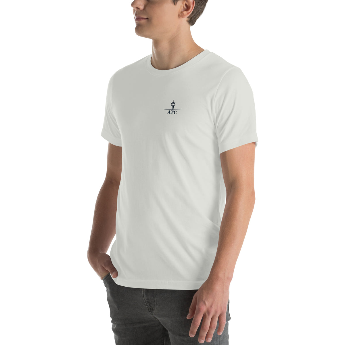 ATC t-shirt Poster Edition – vintage tower and radar poster back print on a light shirt
