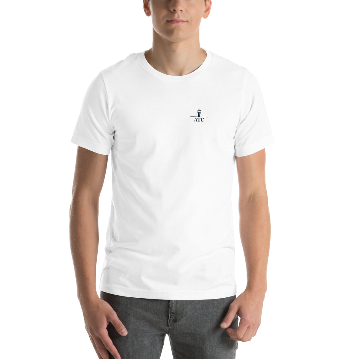 ATC t-shirt Poster Edition – vintage tower and radar poster back print on a light shirt