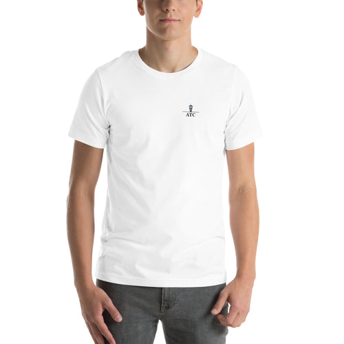 ATC t-shirt Poster Edition – vintage tower and radar poster back print on a light shirt