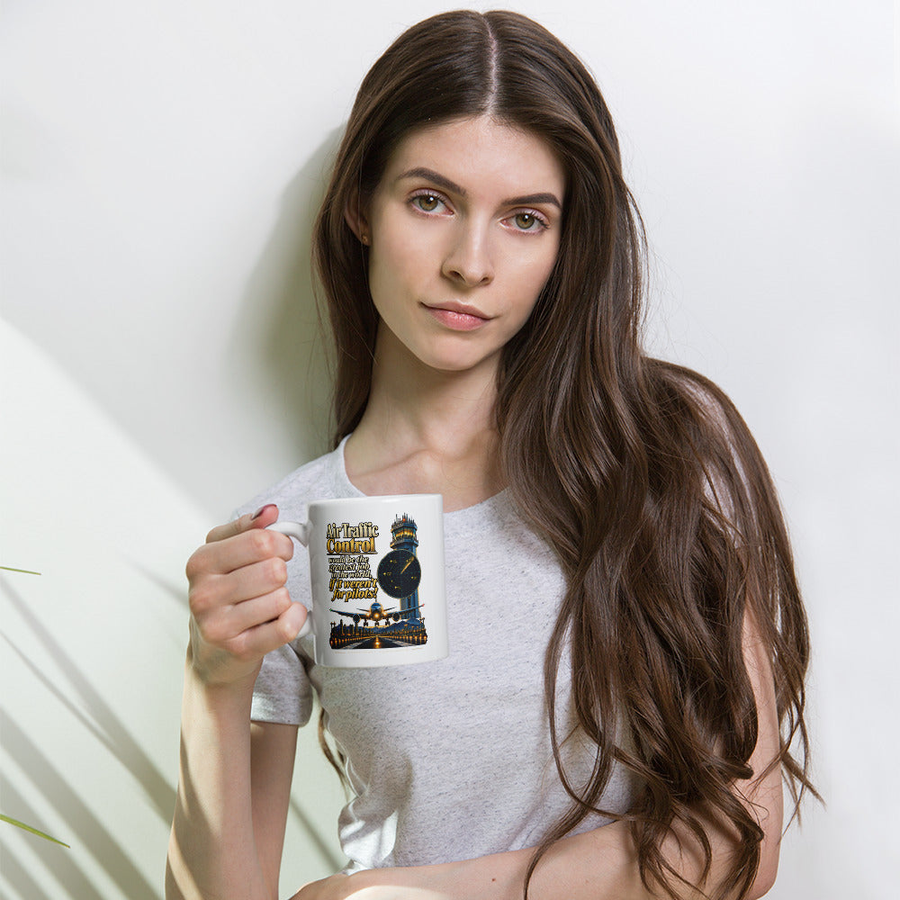 Air traffic control mug with tower and radar artwork – If It Weren't for Pilots
