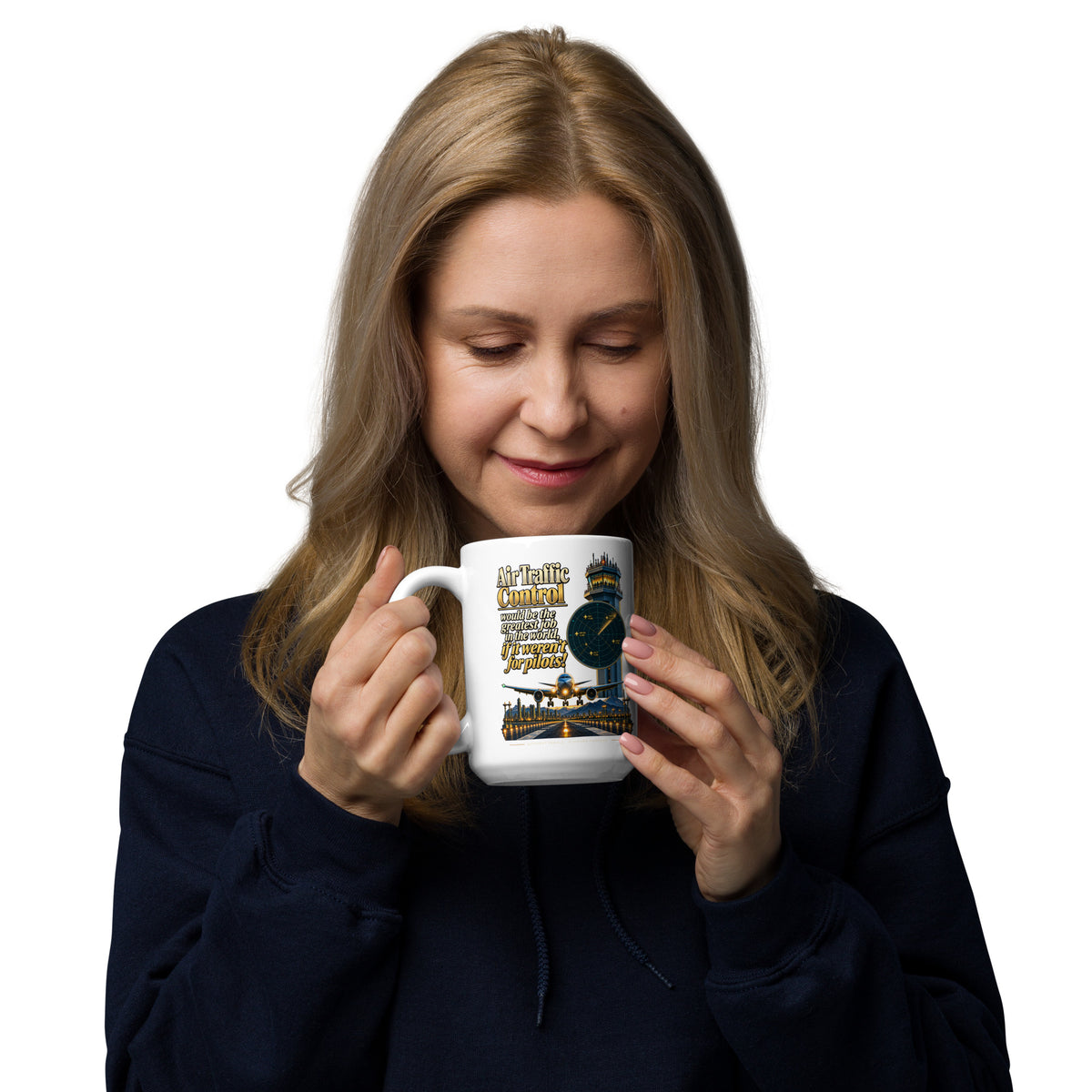Air traffic control mug with tower and radar artwork – If It Weren't for Pilots