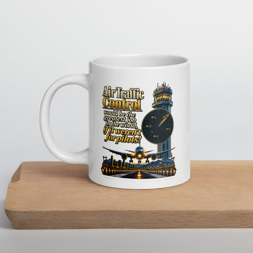Air traffic control mug with tower and radar artwork – If It Weren't for Pilots